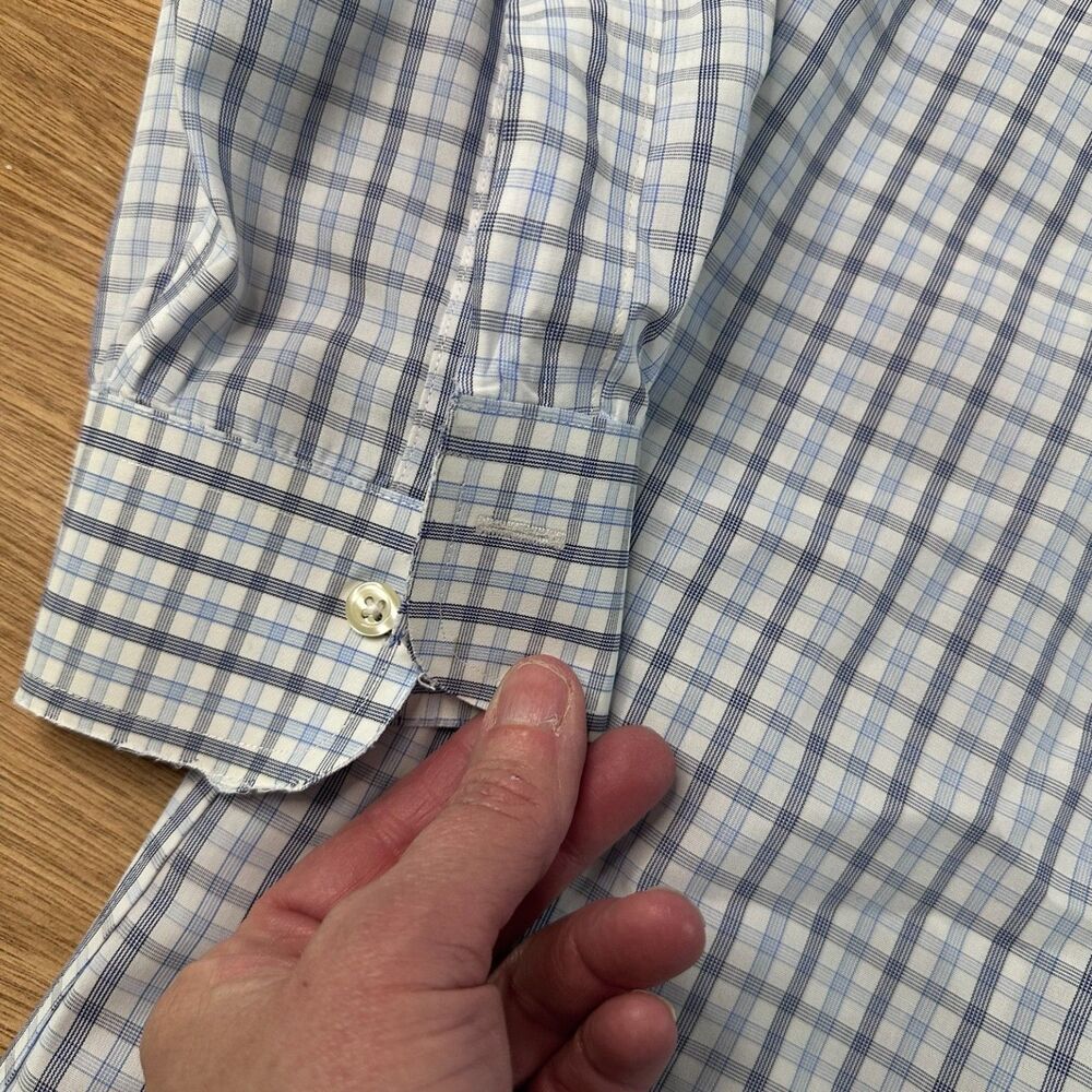 Brooks Brothers Regent Plaid Button Down Shirt Large Blue White Supima Cotton - Picture 2 of 5